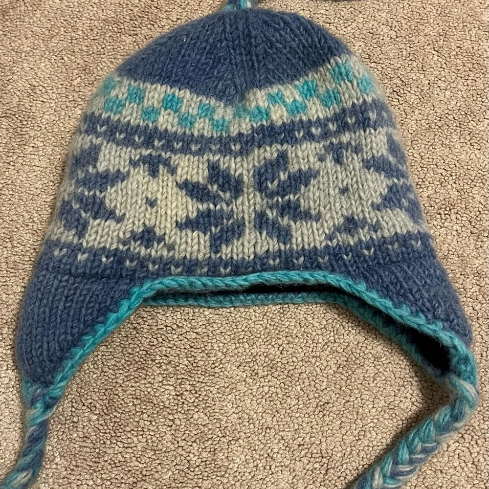 Kids Nordic Blue and Gray Knit Hat